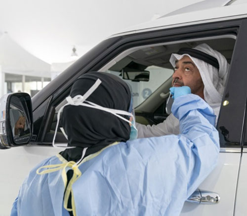 Abu Dhabi Crown Prince Opens Drive-Thru COVID-19 Test Facility