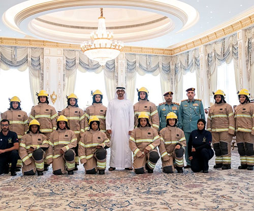 Abu Dhabi Crown Prince Receives First Emirati Women Firefighters