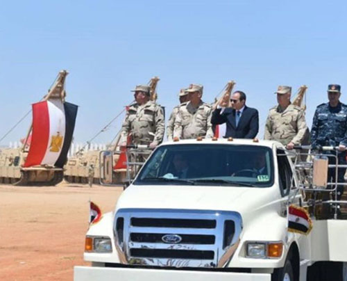 Egyptian President Inspects Mohamed Naguib Military Base 
