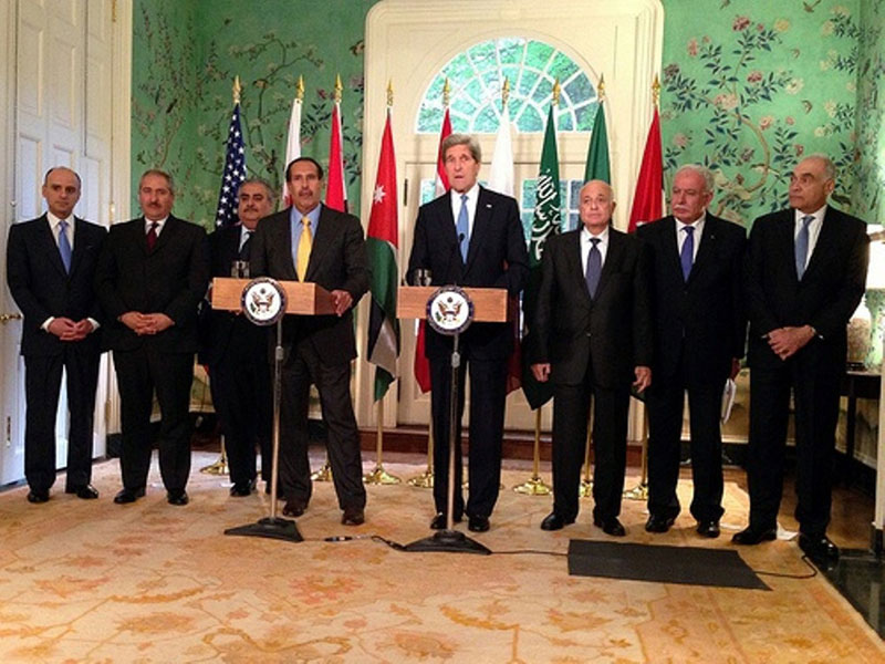 Kerry-Arab Delegation Discuss Middle East Peace Process