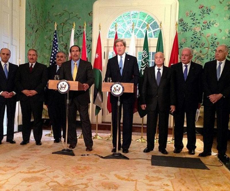 Kerry-Arab Delegation Discuss Middle East Peace Process