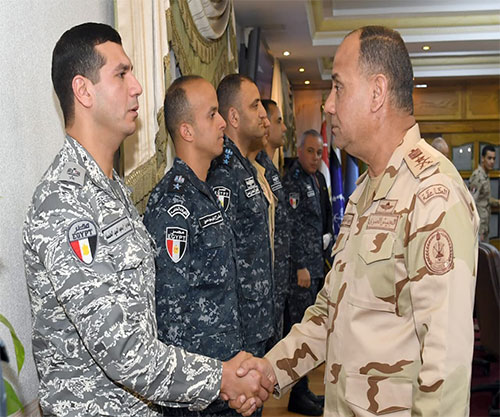 Egyptian Defense Minister Meets Various Officers from the Main Branches