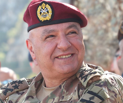 Lebanese Army Commander Attends Drill Held by Military Academy Officer Cadets