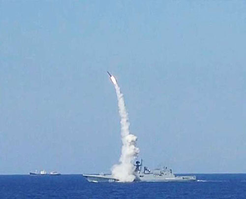 Russian Frigate Admiral Essen Conducts Drills in Mediterranean