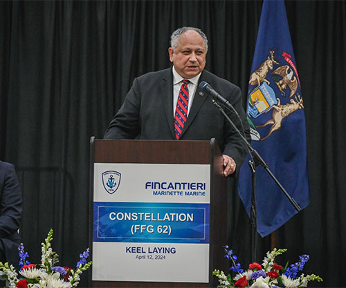 Secretary of US Navy Celebrates Keel Laying of Future USS Constellation (FFG 62)