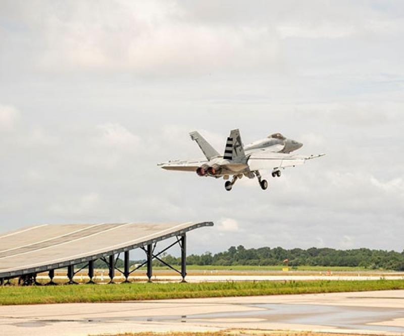 Boeing Super Hornet Demonstrates Ski-Jump Launch Capability