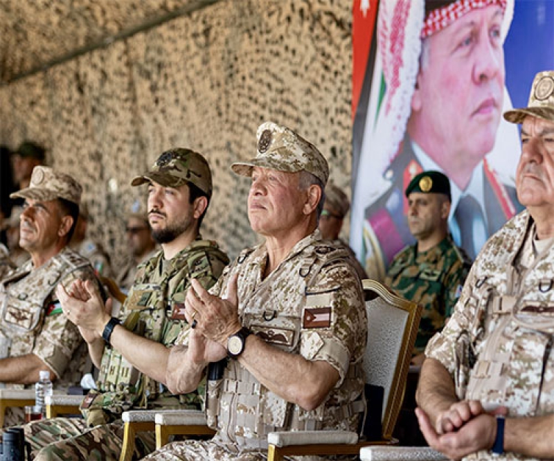 Jordanian King, Crown Prince Attend Royal Air Defence Military Exercise